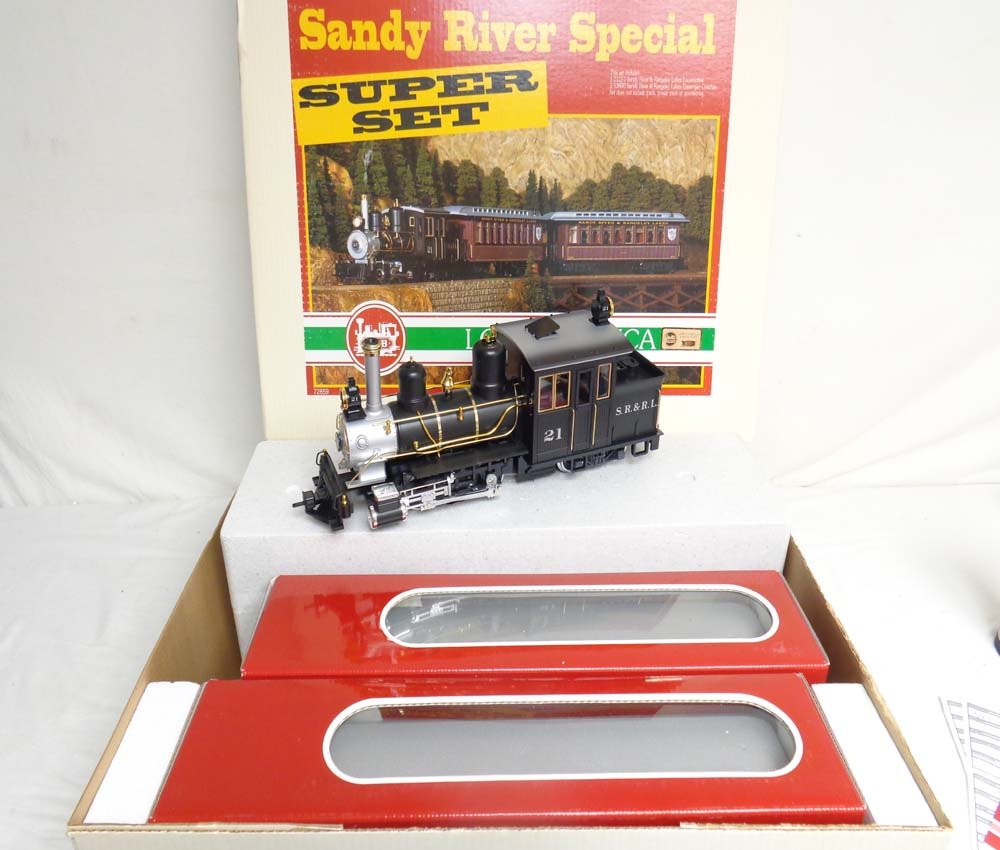 ABT: Mint LGB G Scale: #72859 Sandy River Special: Paul V. Ambrose and Drew J. Bauer present: These are the #72859 Sandy River Special Engine and Passenger Car that LGB made for G Scale a few years ago. Our Opinion is that they are generally in Mint C