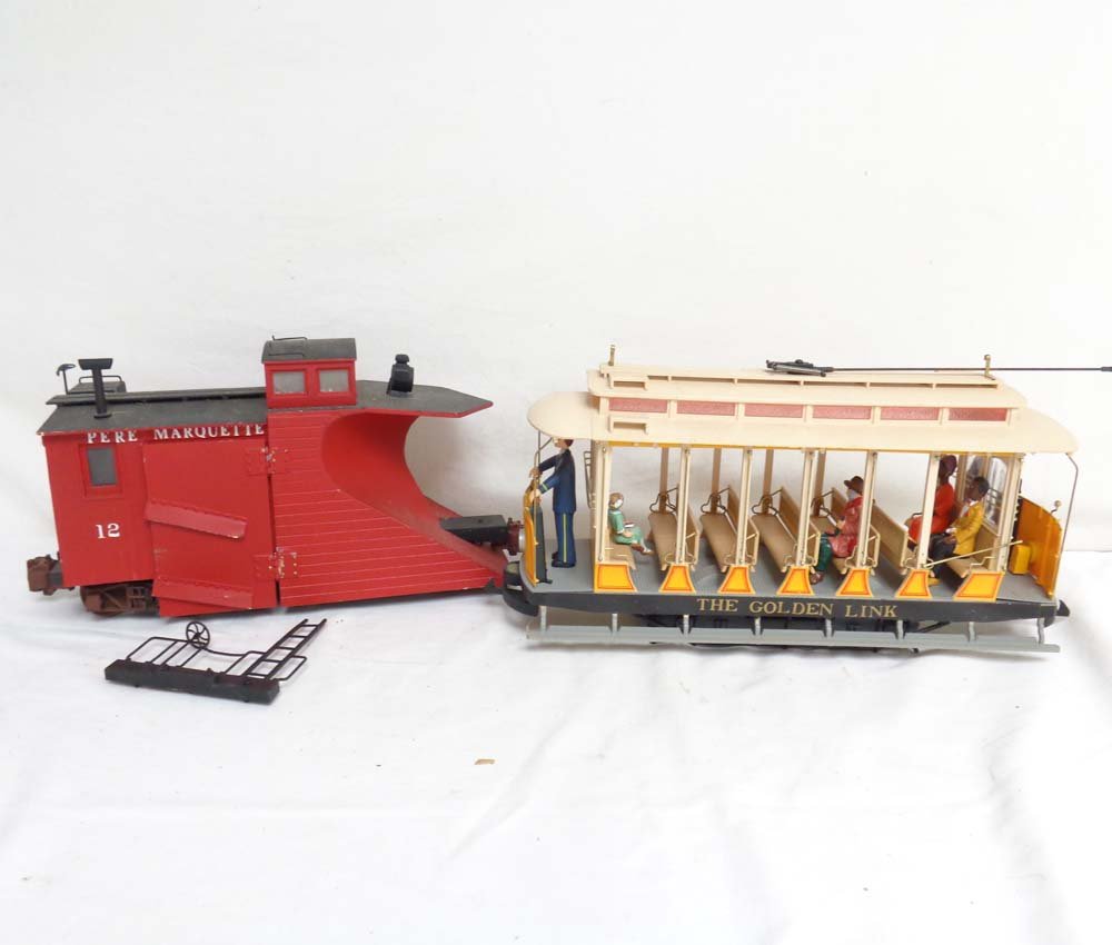 ABT: G Scale: Trolley and Snow Plow: Paul V. Ambrose and Drew J. Bauer present: These are the Trolley and Snow Plow that were made in G Scale. Examine closely; what is pictured is what you will receive. No Boxes. Please add $35.00 for US