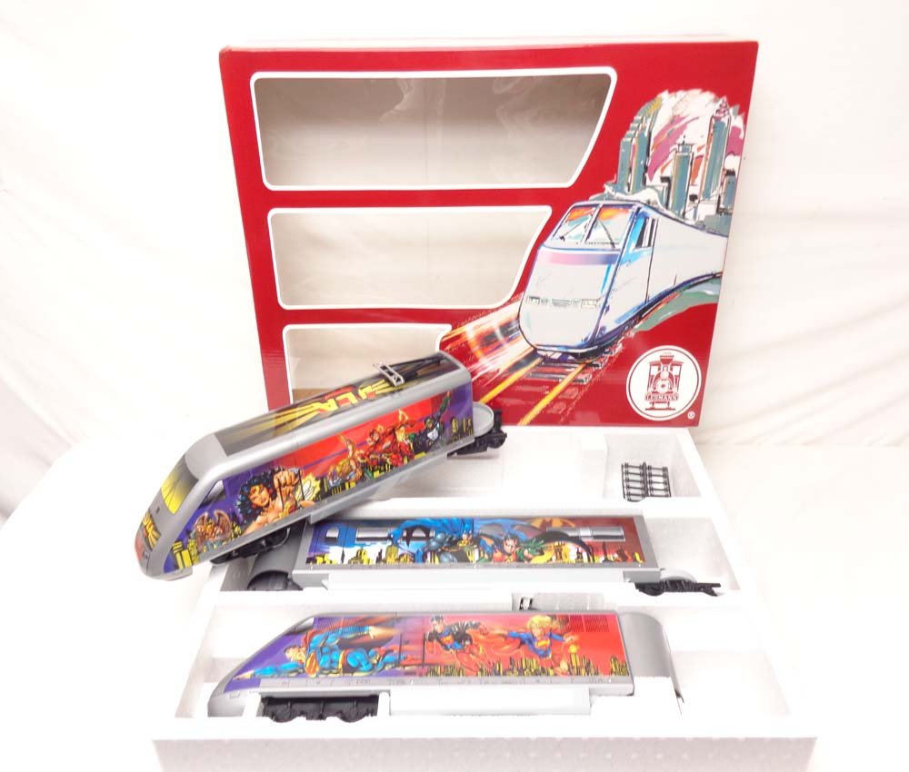 ABT: LGB G Scale: #92950 City Express Superhero Train: Paul V. Ambrose and Drew J. Bauer present: This is the #92950 City Express Superhero Train Set that LGB made for G Scale a few years ago. Our Opinion is that the Set is generally in Like New Condition