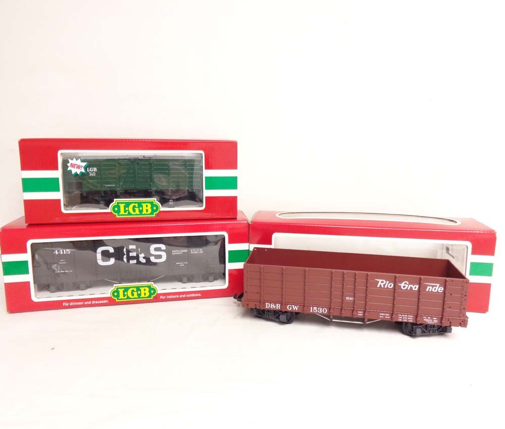 ABT: Mint LGB G Scale: #41730/43730/41210 Assorted: Paul V. Ambrose and Drew J. Bauer present: These are the #41730 Colorado and Southern Gondola, the #43730 Denver and Rio Grande Gondola, and the #41210 Gondola that LGB made for G Scale a few years ag
