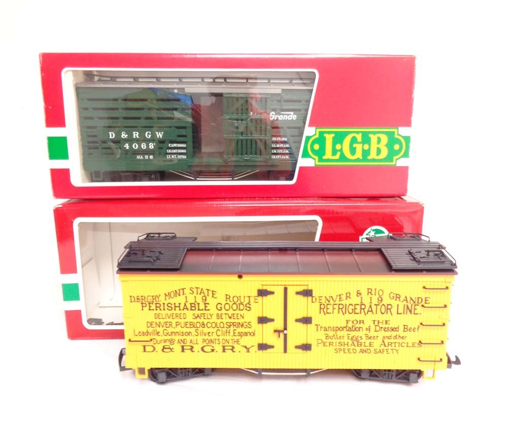 ABT: Mint LGB G Scale: #4174 Denver and Rio Grande: Paul V. Ambrose and Drew J. Bauer present: These are the #4174 Denver and Rio Grande Refrigerator Car and the #4068 Denver and Rio Grande Cattle Car that LGB made for G Scale a few years ago. Our Opin