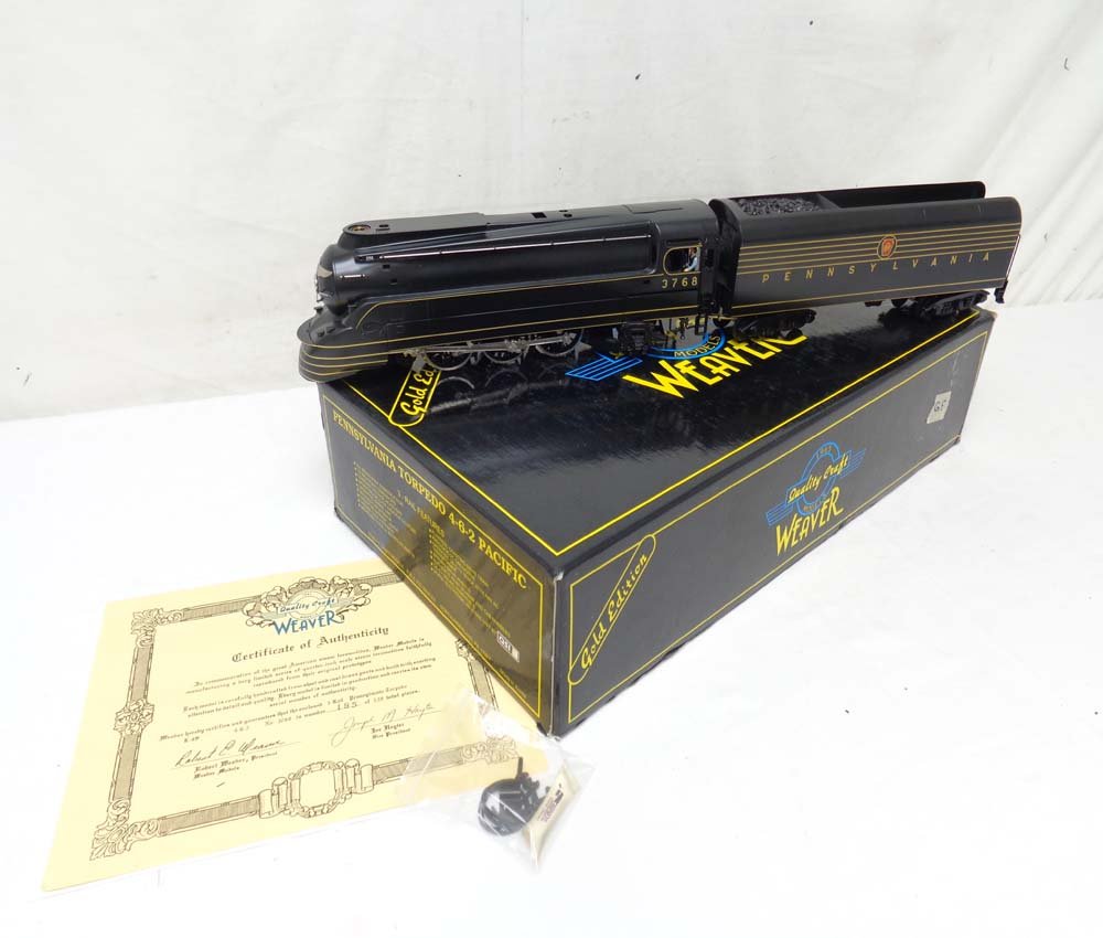 ABT: Mint Weaver #3768 Pennsylvania Torpedo 4-6-2: Paul V. Ambrose and Drew J. Bauer present: These are the #3768 Pennsylvania Torpedo 4-6-2 Pacific Steam Engine and Tender that Weaver made in O Gauge a few years ago. Our Opinion is that they are gene