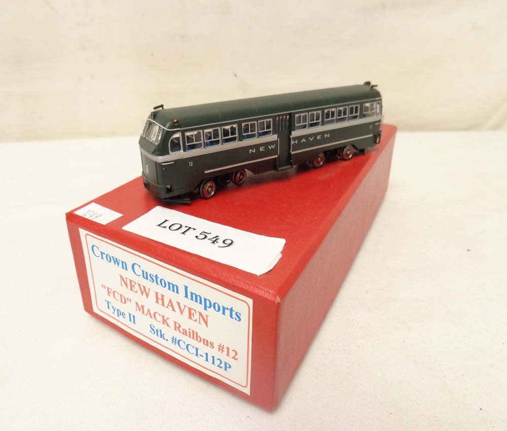 ABT: Brass HO: Crown Custom New Haven 'FCD' Mack: Paul V. Ambrose and Drew J. Bauer present: This is the Brass HO New Haven 'FCD' Mack Railbus #12 that Crown Custom made some time in the past. Includes OB as shown. Examine very closely; what is pictu