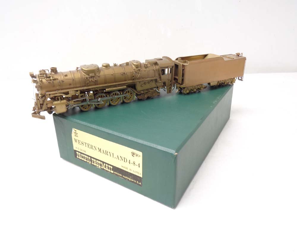 ABT: Brass HO: PFM Western Maryland 4-8-4 Steam E&T/OB: Paul V. Ambrose and Drew J. Bauer present: These are the unpainted Brass HO Western Maryland 4-8-4 Steam Engine and Tender that PFM/SKI made some time in the past. Includes OB as shown. Examine very c