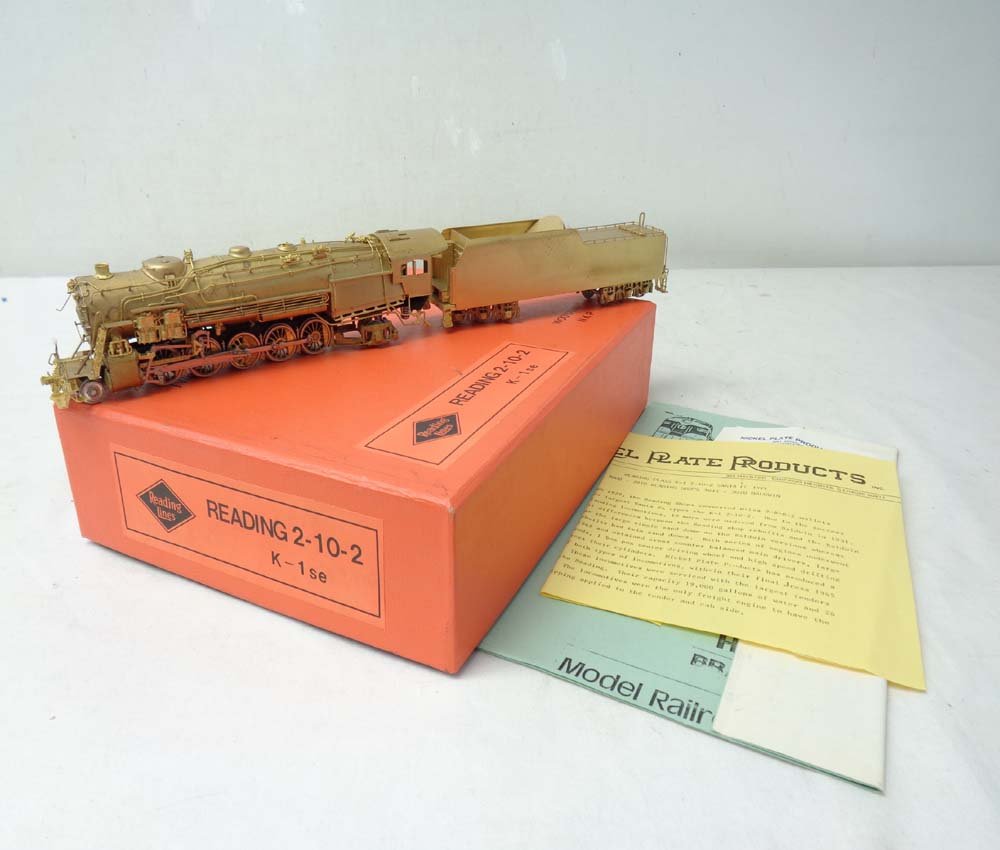 ABT: Brass HO: Wooyang Reading 'Class K-1se' 2-10-2: Paul V. Ambrose and Drew J. Bauer present: These are the unpainted Brass HO Reading 'Class K-1se' 2-10-2 Steam Engine and Tender that Wooyang/Nickel Plate made some time in the past. Includes OB as sh