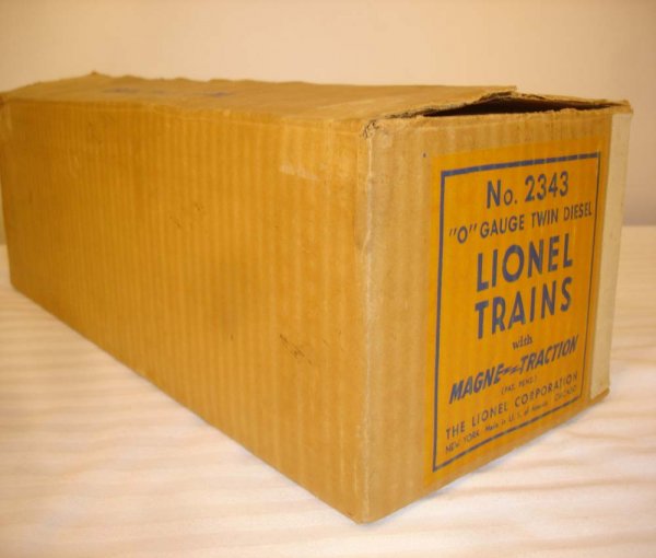 ABT: Lionel #2343 Santa Fe AAs 1950 Master Carton: Paul V. Ambrose and Drew J. Bauer present: This is the Original Master Carton for the first-issue of #2343 Santa Fe F-3 AA Diesels that Lionel made in 1950. PLEASE REMEMBER THAT YOU ARE ONLY BIDDING O