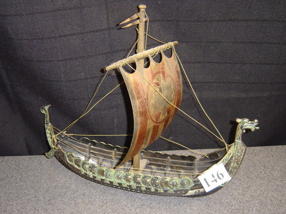 UNIQUE METAL VIKING DECORATOR SHIP: JUST NEEDS A BASE AND YOUR MANTLE! ABOUT 15 LONG BY 14 TALL.