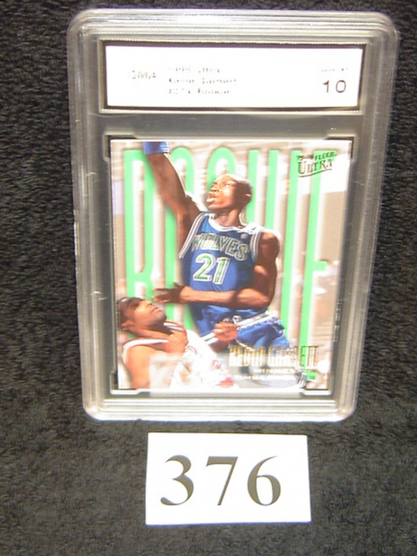 1995 FLEER KEVIN GARNETT GRADED ROOKIE CARD: 10. COA BY GMA.