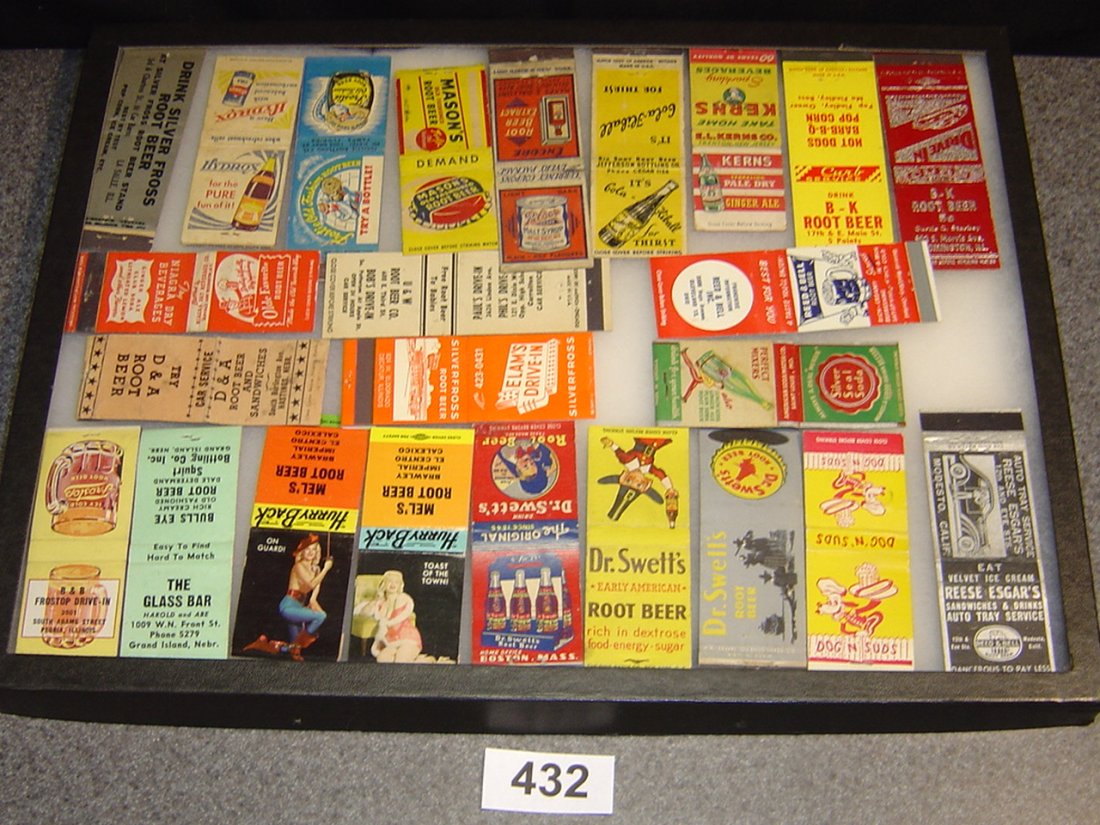 ASSORTMENT OF 24 MATCHBOOK COVERS: CASE IS FOR DISPLAY ONLY AND IS NOT PART OF THE LOT. YOU GET ONLY THE COVERS.