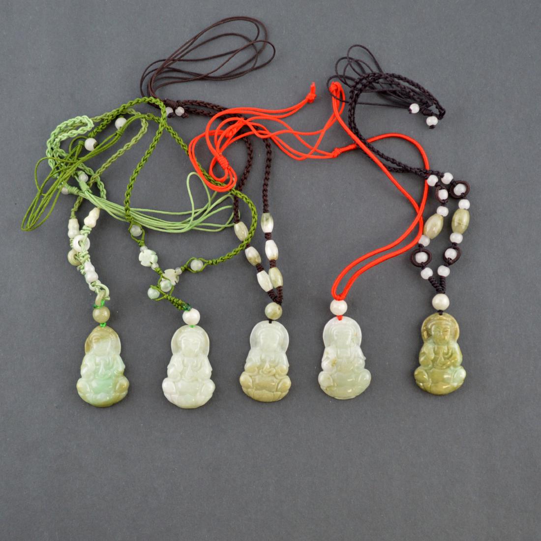 5 Jadeite Guanyin Pendants Set (1 of 5)