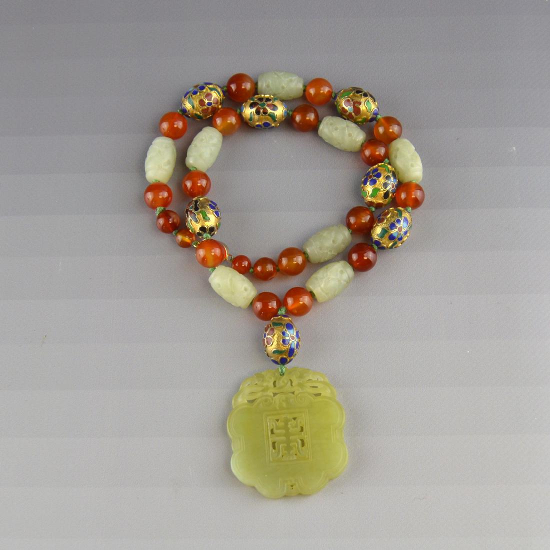 Jade Pendant Mixed Bead Necklace (1 of 4)