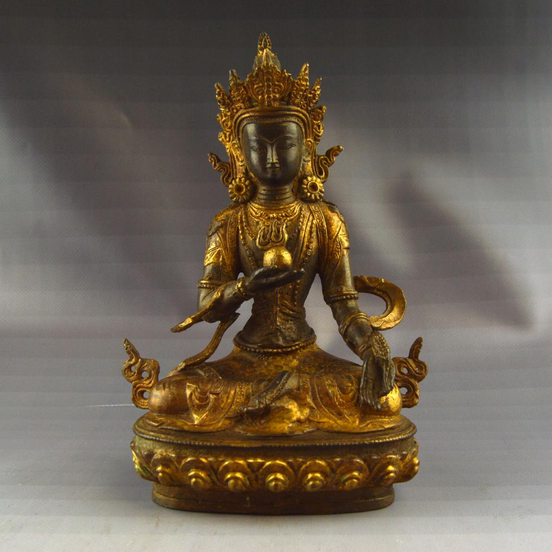 Gilt Bronze Ksitigarbha Statue (1 of 5)