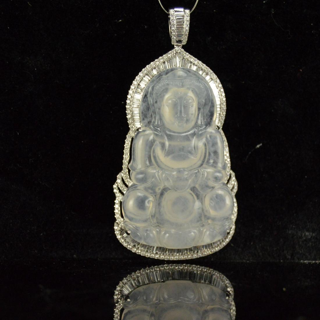 Cert. 18K White Gold Natural Burma Icy Jadeite Guan-Yin (1 of 6)