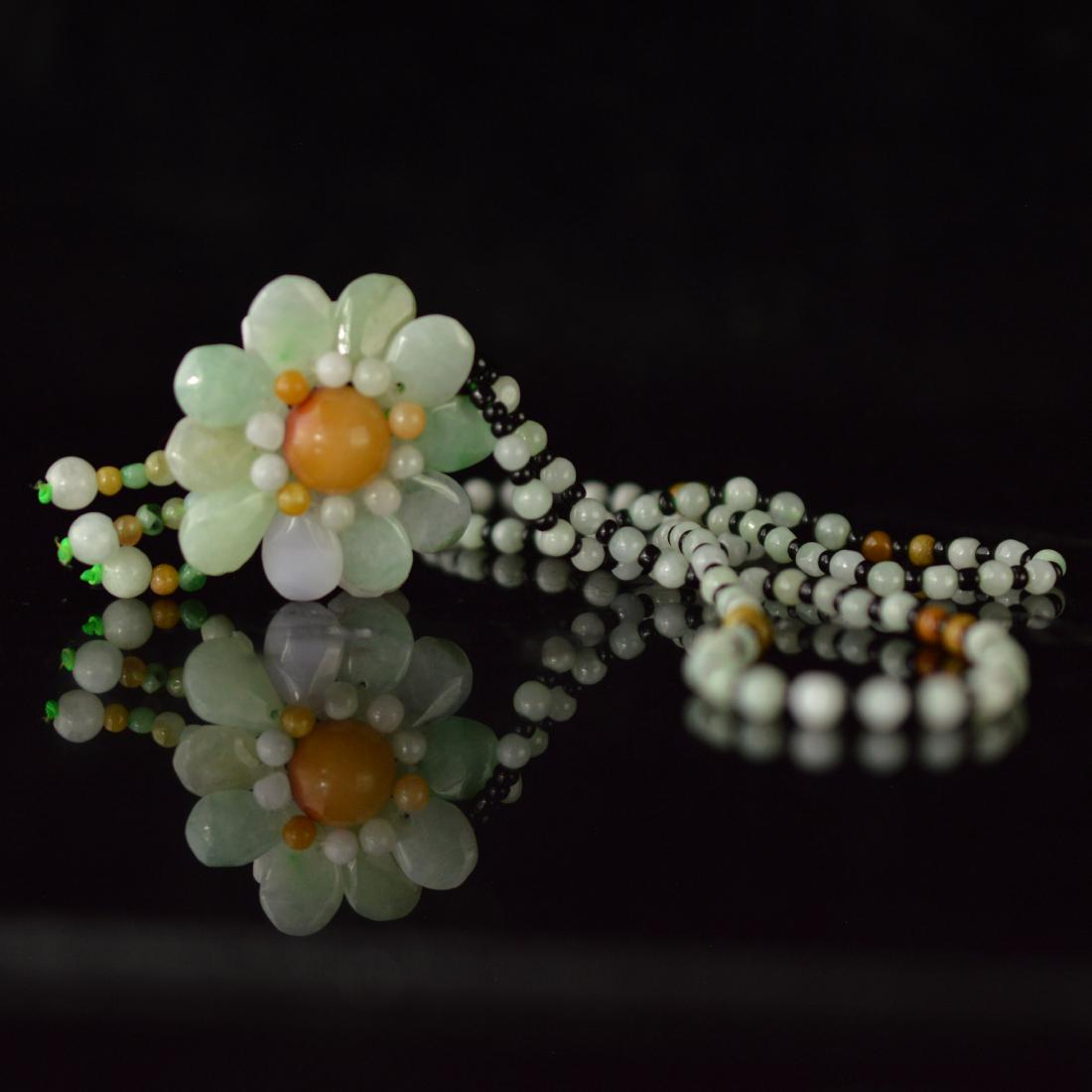 Natural Jadeite sun flower shaped pendant necklace with (1 of 4)