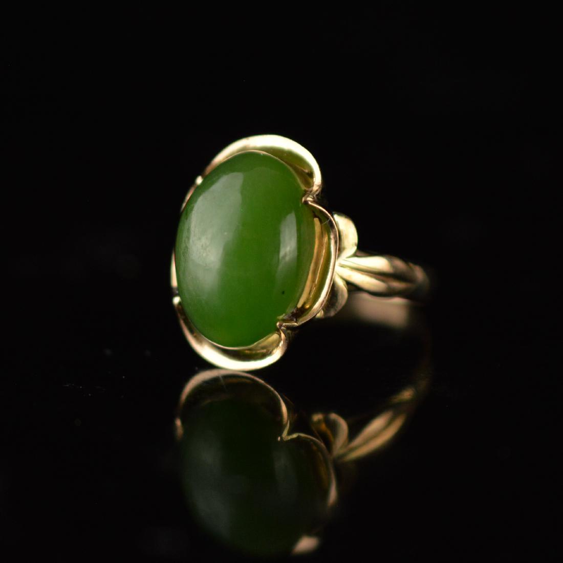 10K gold ring setting green jade (1 of 6)