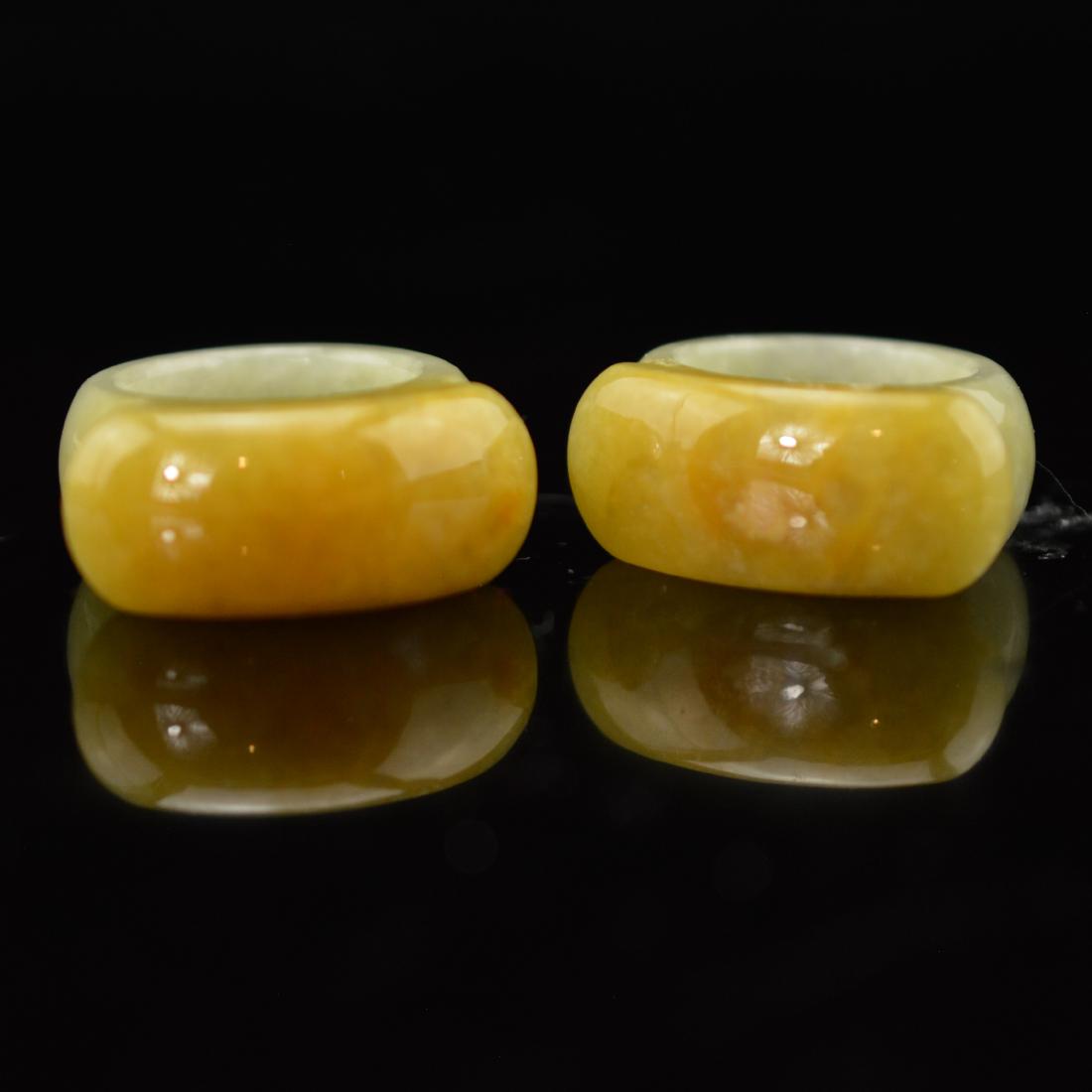 2pcs Natural yellow Jadeite ring (1 of 3)