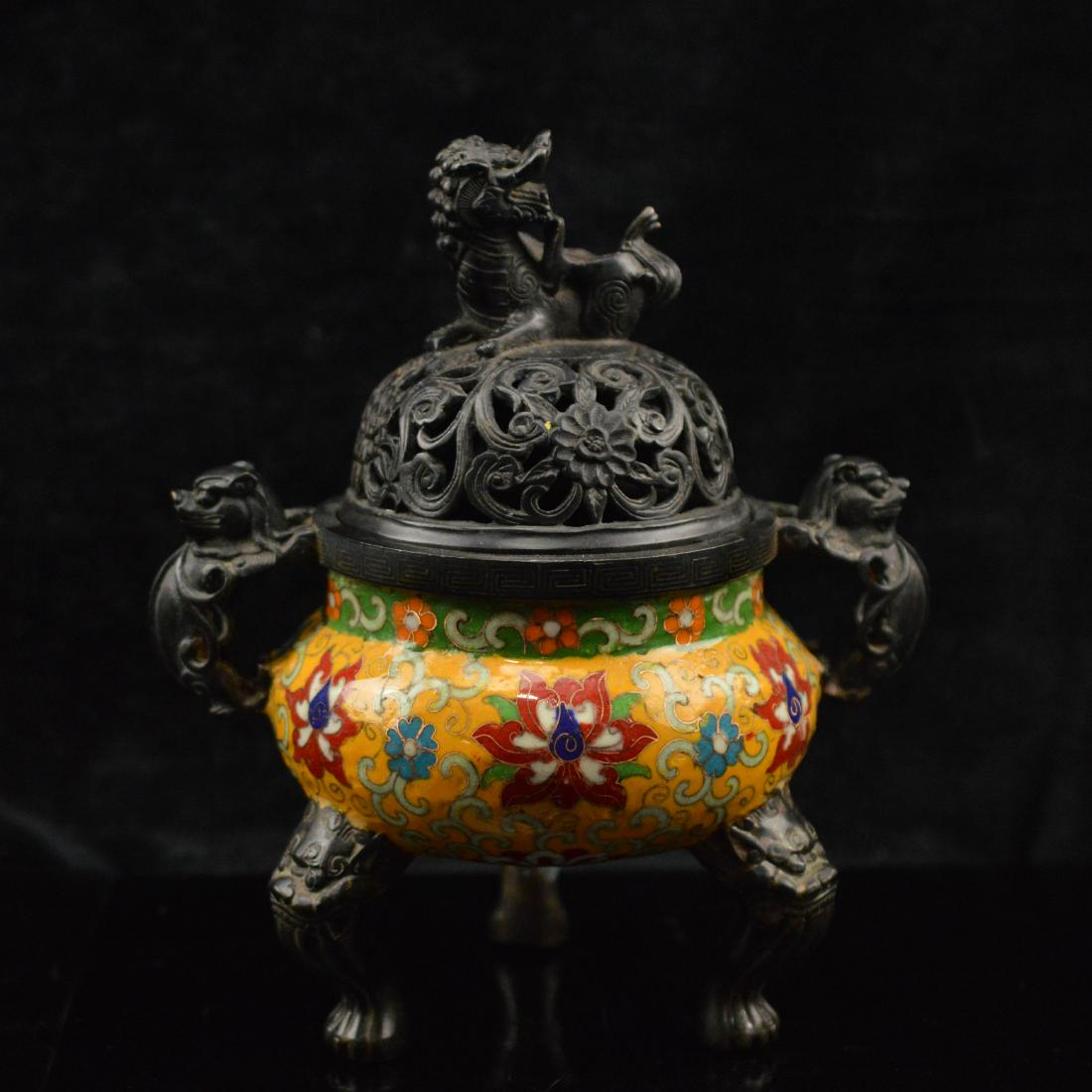 Faience style tripod incense burner: Faience style tripod incense burner