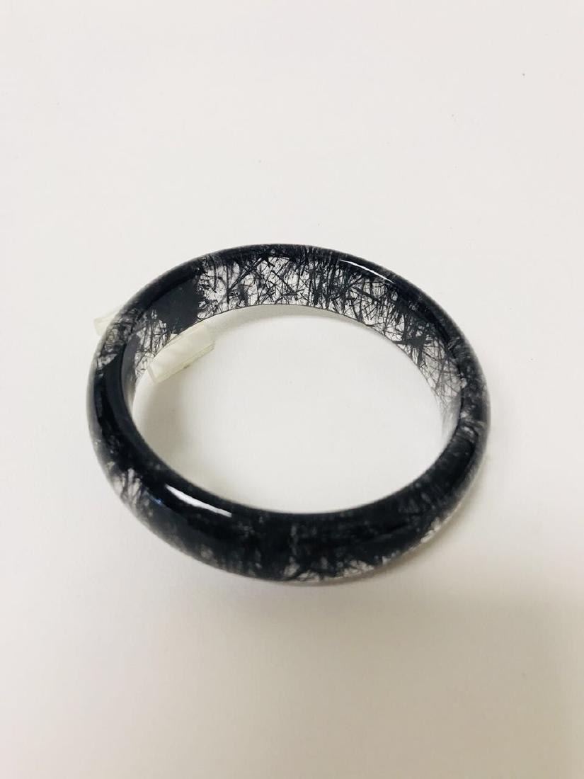 Natural Black Rutilated Quartz Bangle: Natural Black Rutilated Quartz Bangle