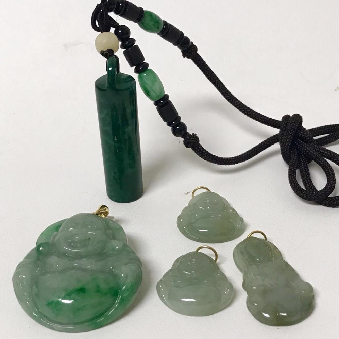 Five Jadeite Pendants 18K G Head Buddha (1 of 6)
