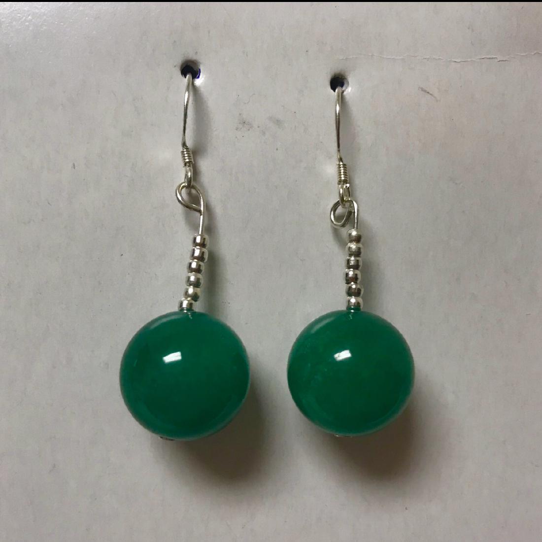 PAIR OF GREEN JADE EARRINGS (1 of 1)