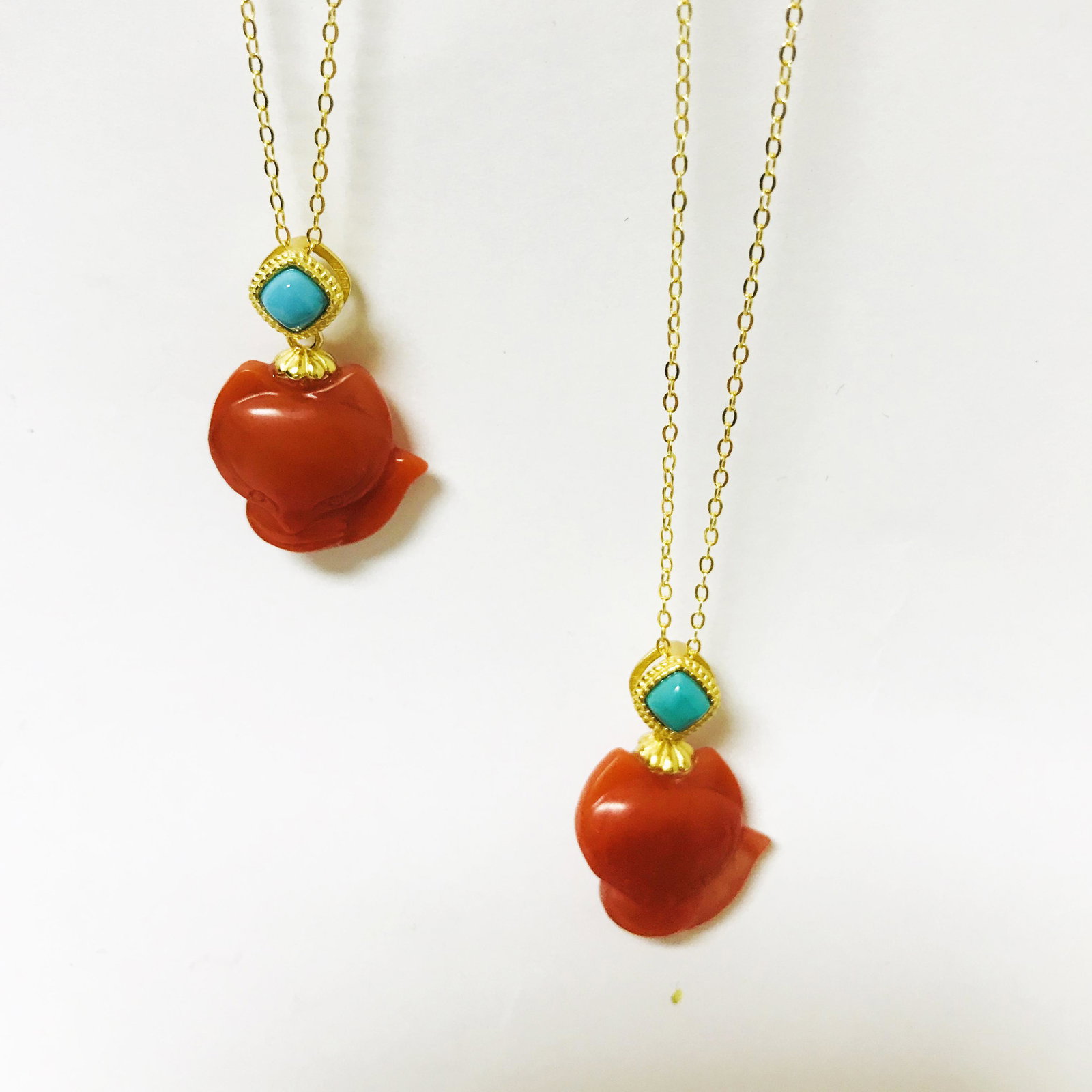 Certified Natural Southern Red Agate Fox Charm Necklace (1 of 7)