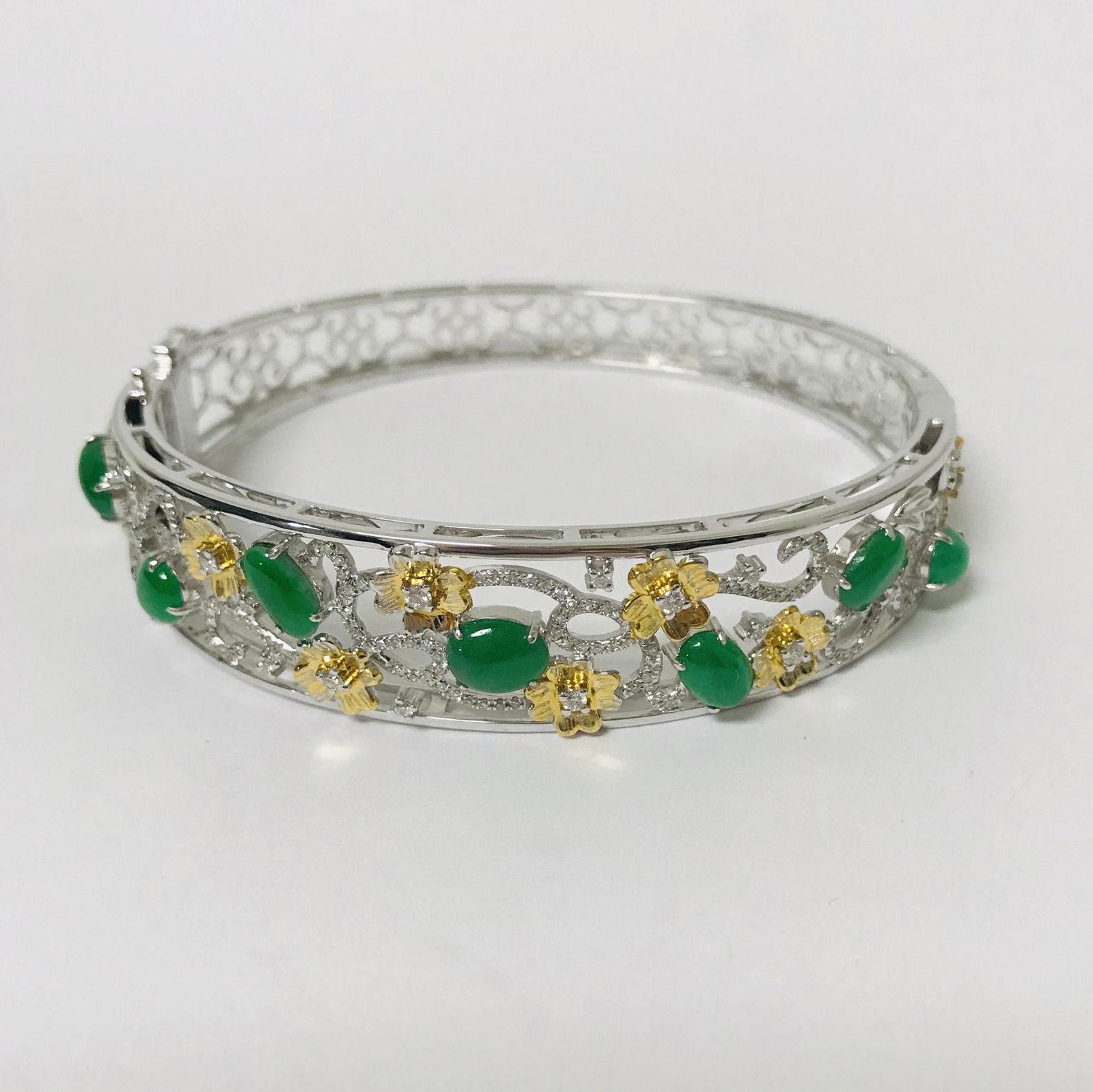 18k platinum and gold inlaid diamond, natural Burmese (1 of 5)