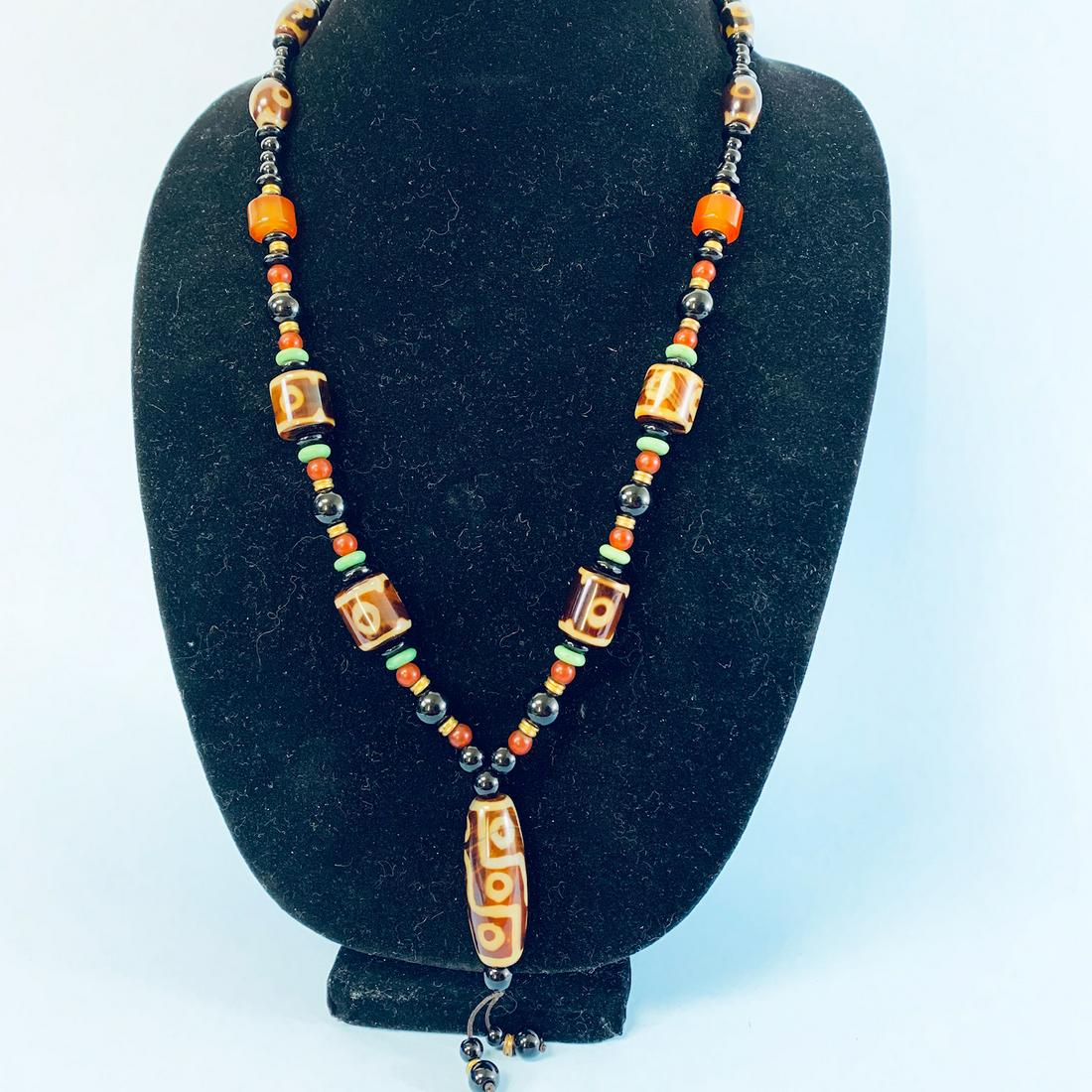 Nine-Eyed Dzi Bead Necklace (1 of 2)