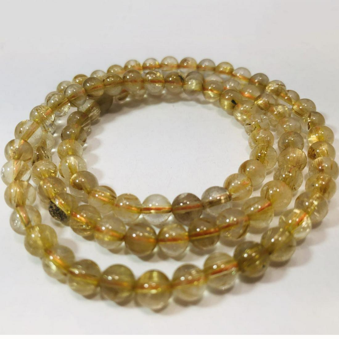 Golden Rutilated Quartz Bead Bracelet (1 of 4)