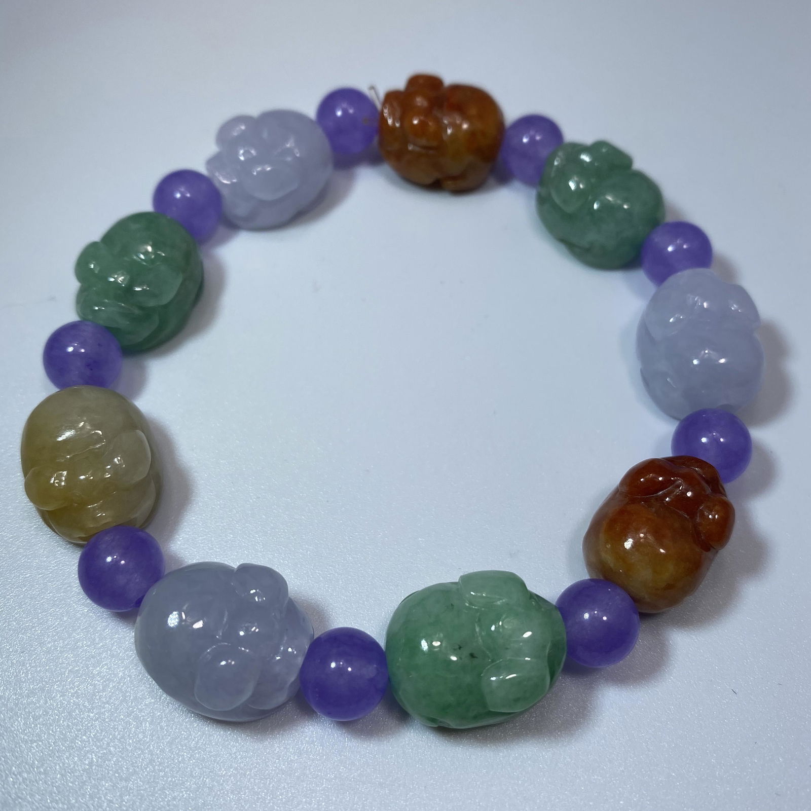 Certified Natural Tricolor Jadeite Pig's Head Bead (1 of 8)