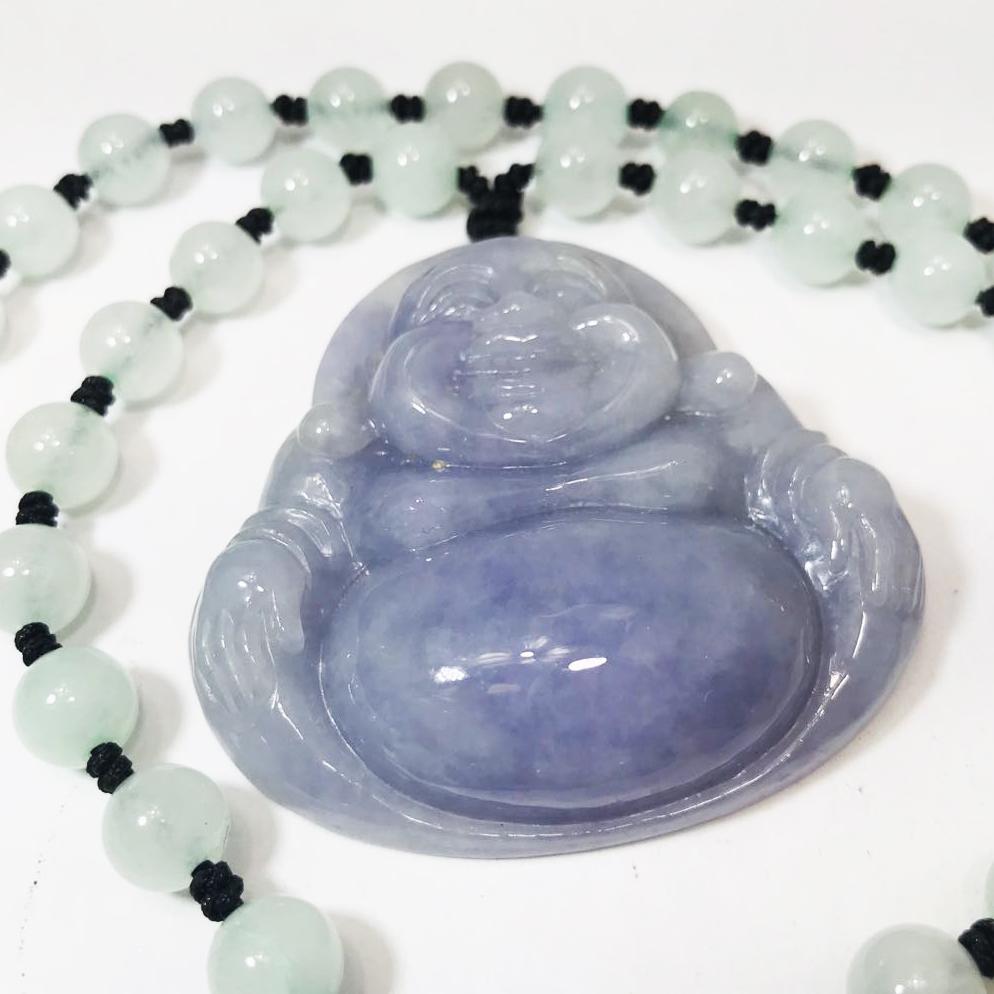 Certified Natural Purple Jadeite Buddha Pendant (1 of 6)