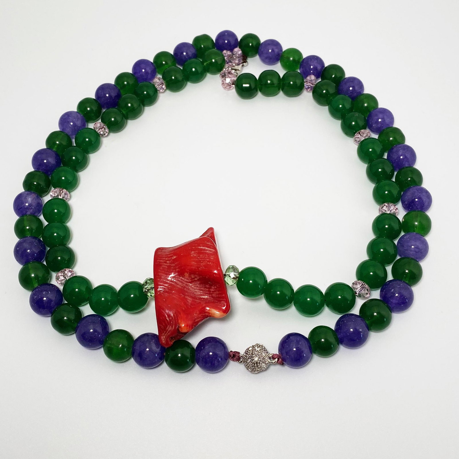 2x Jadeite bead necklace: 2x Jadeite bead necklace13mm