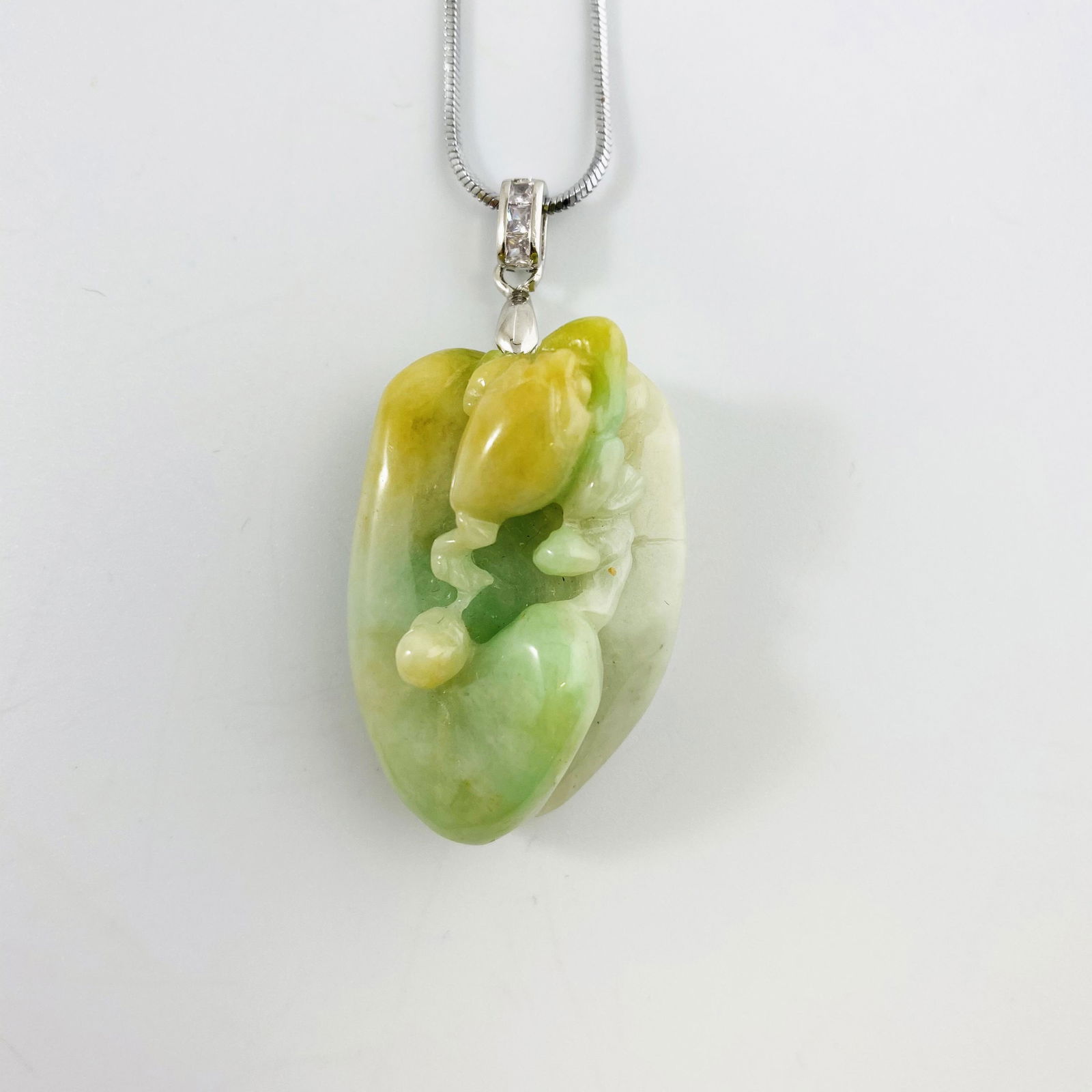 Natural Tripe Color Jadeite Colorful Carved Pendant (1 of 6)