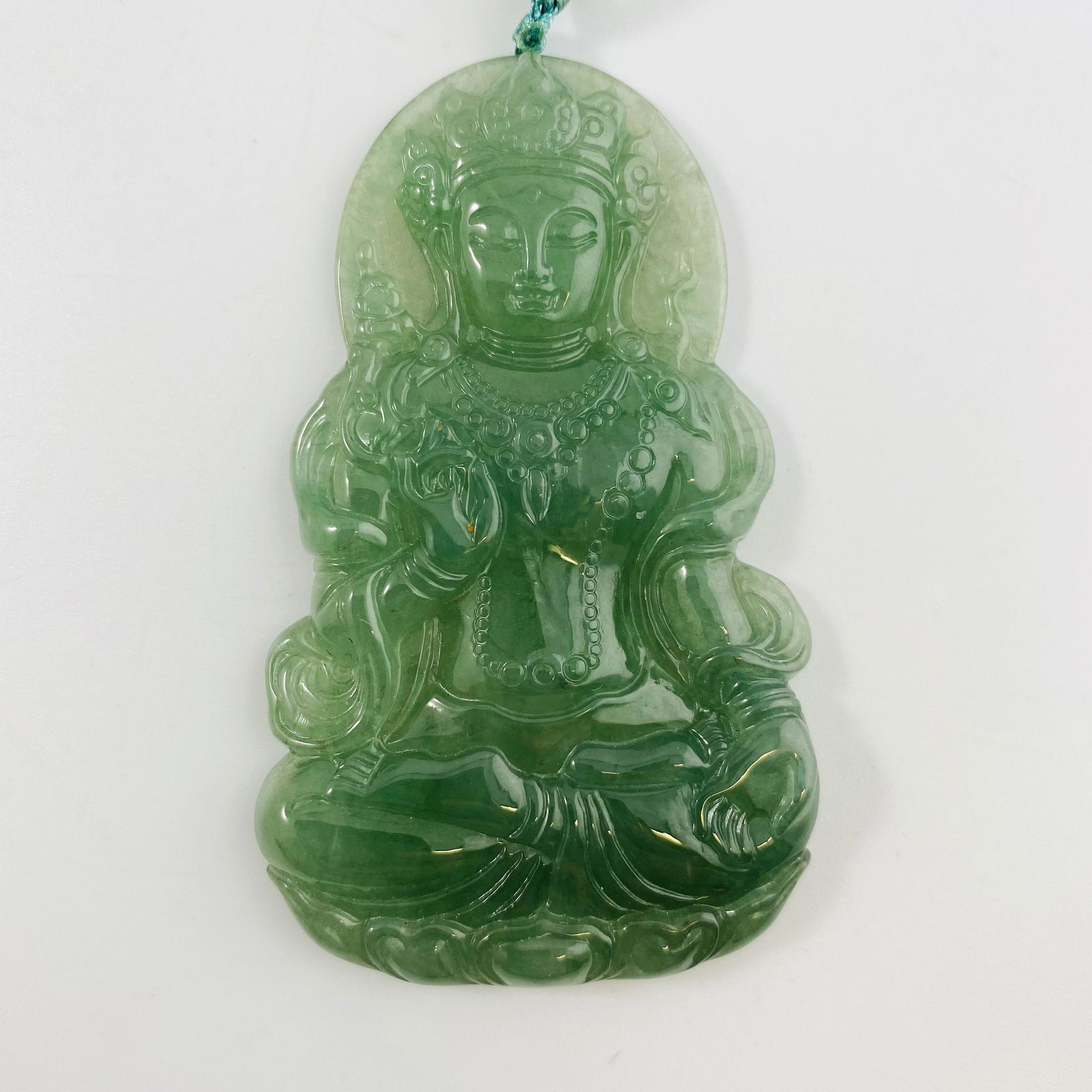 Certified Natural Green Jadeite Guanyin Pendant (1 of 5)