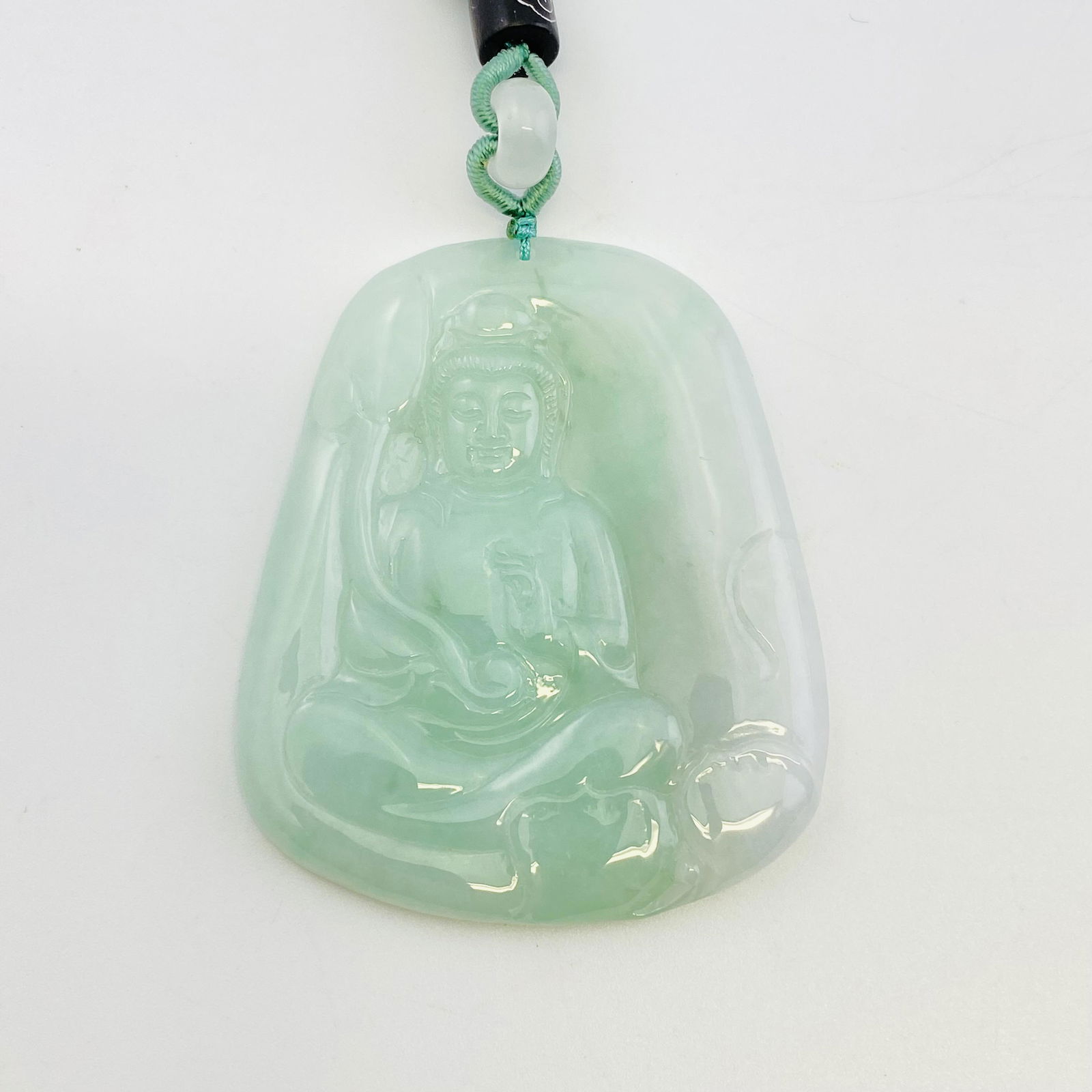 Natural Icy Green Jadeite Guanyin Design Pendant with (1 of 6)