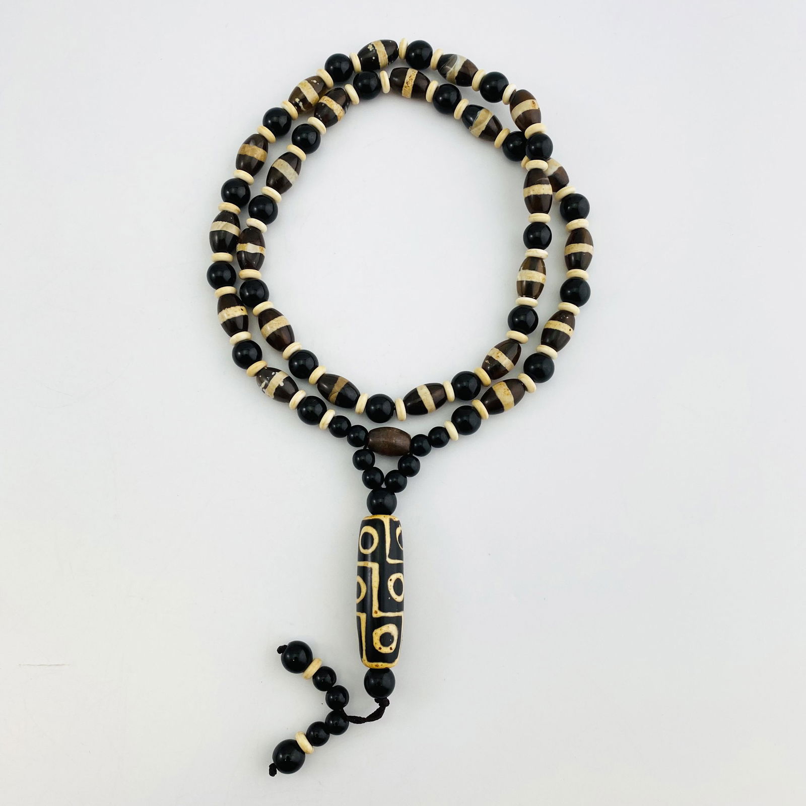 Old Nine-Eyed Dzi Bead Necklace (1 of 6)