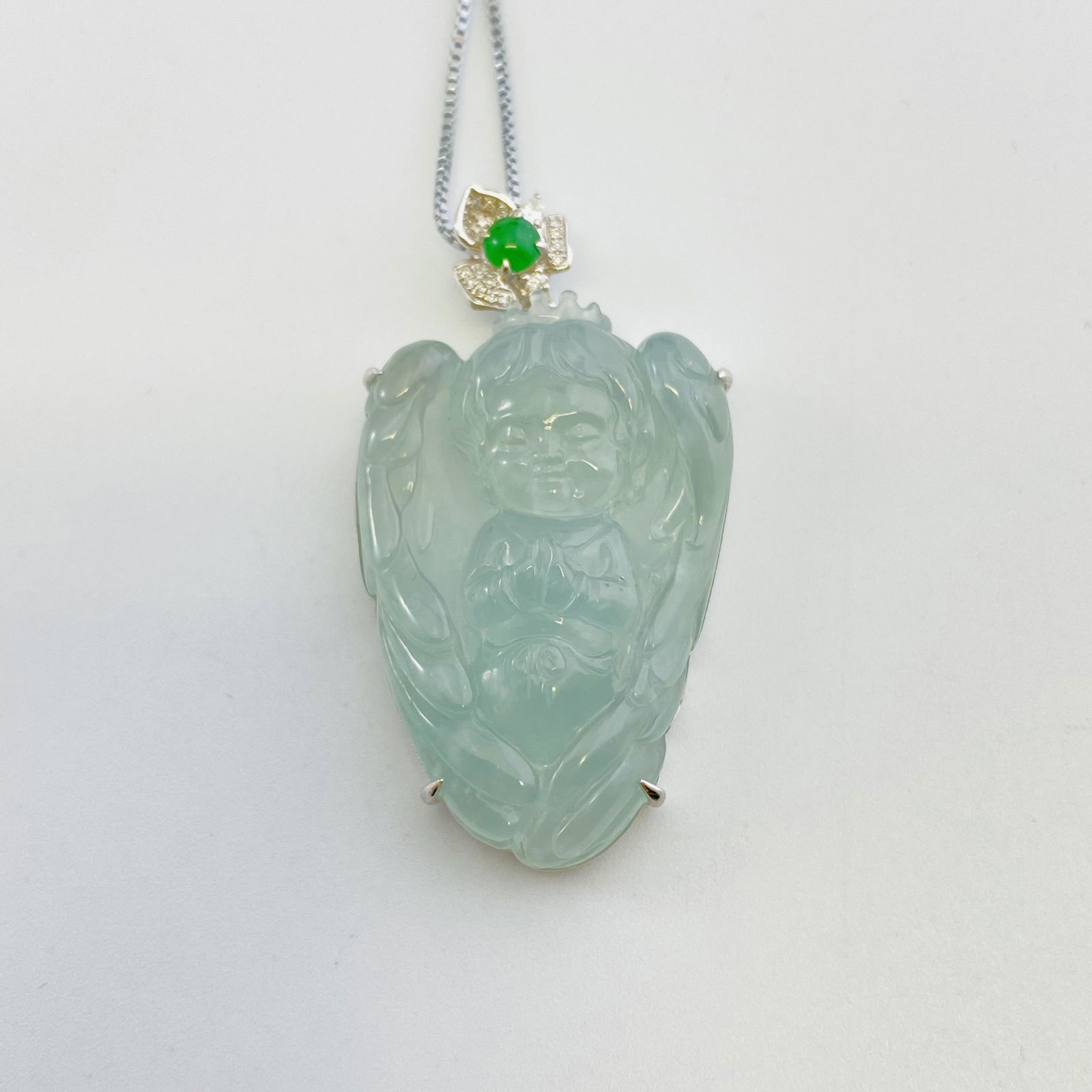 18K gold natural ICY Jade angel pendant (1 of 4)