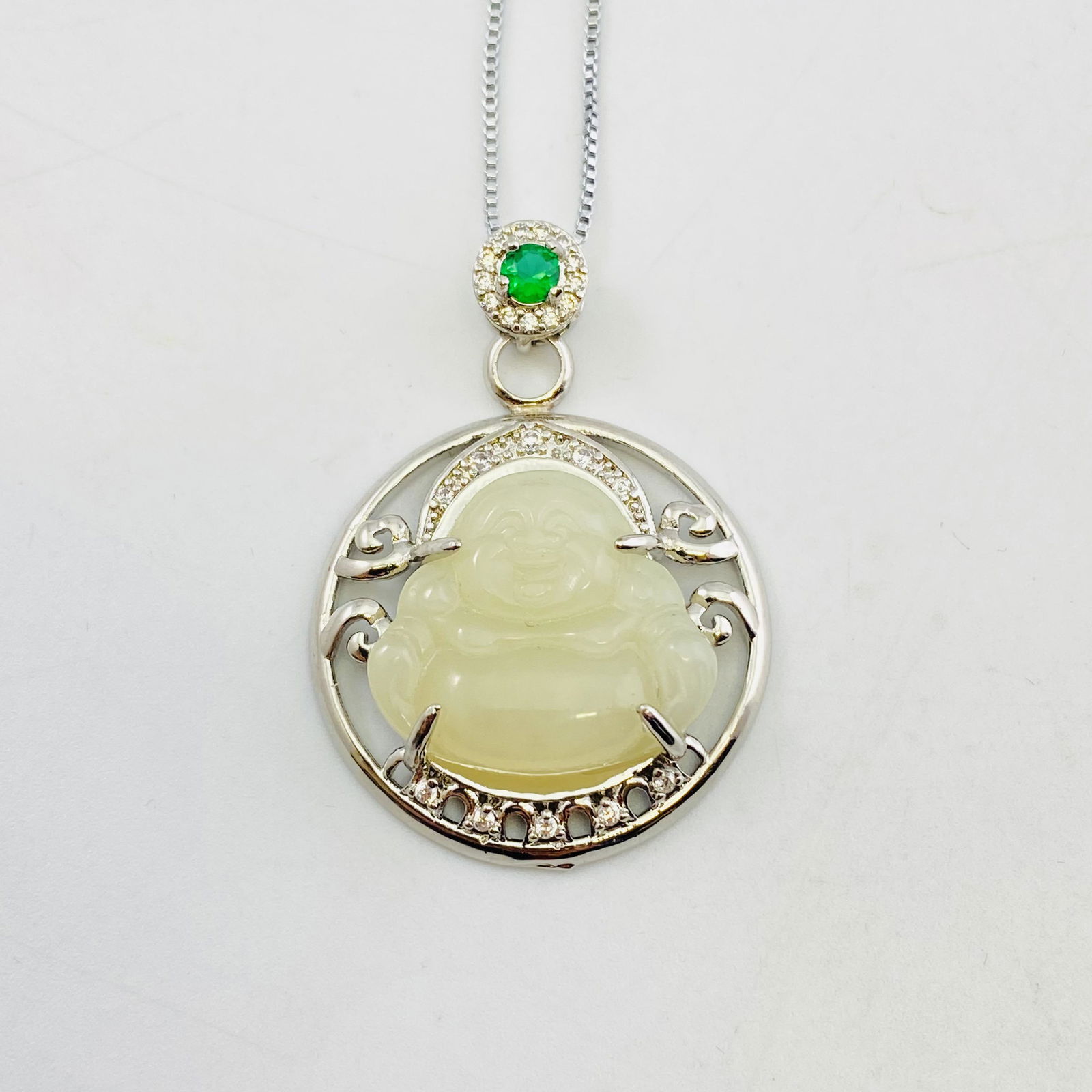 Delicate Hetian Jade Buddha Carving Pendant with Certificate (1 of 6)