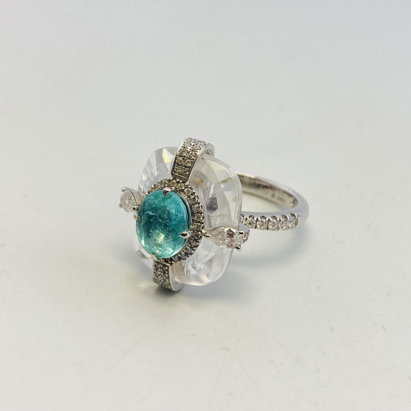 18K Gold with Diamond Tourmaline Paraiba Ring with Certificate (1 of 6)