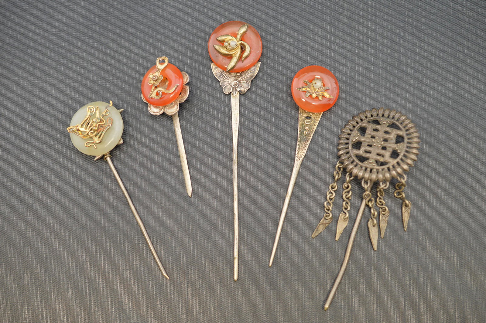Five Qing Silver Hairpins (1 of 7)