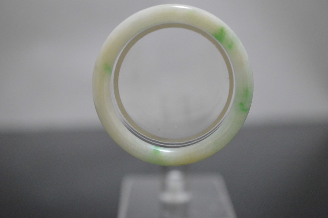 White with Green Jade Bangle Bracelet (1 of 2)