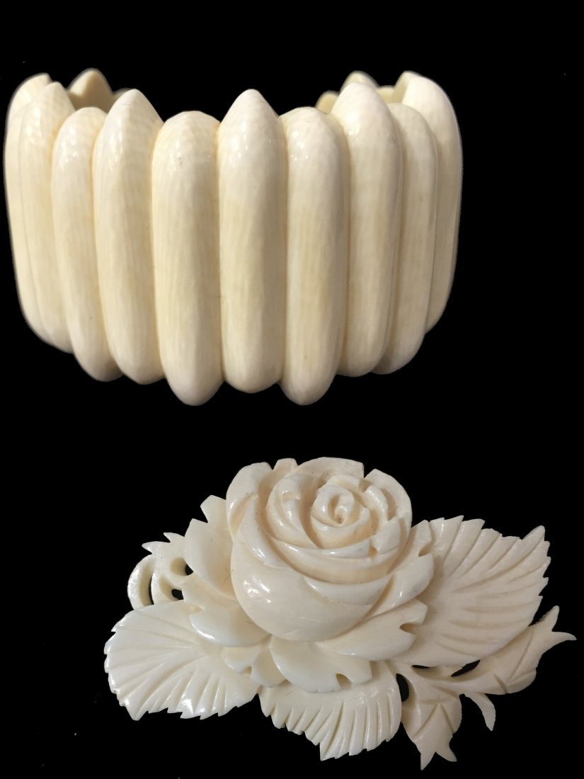 Vintage Ivory Carved Bangle + Vintage Ivory Carved Rose (1 of 7)