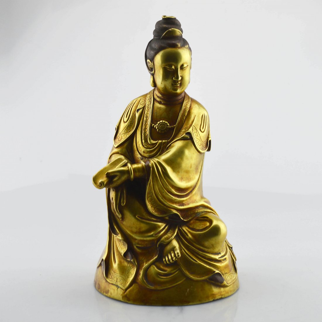 Gilt Copper Guanyin Statue (1 of 10)
