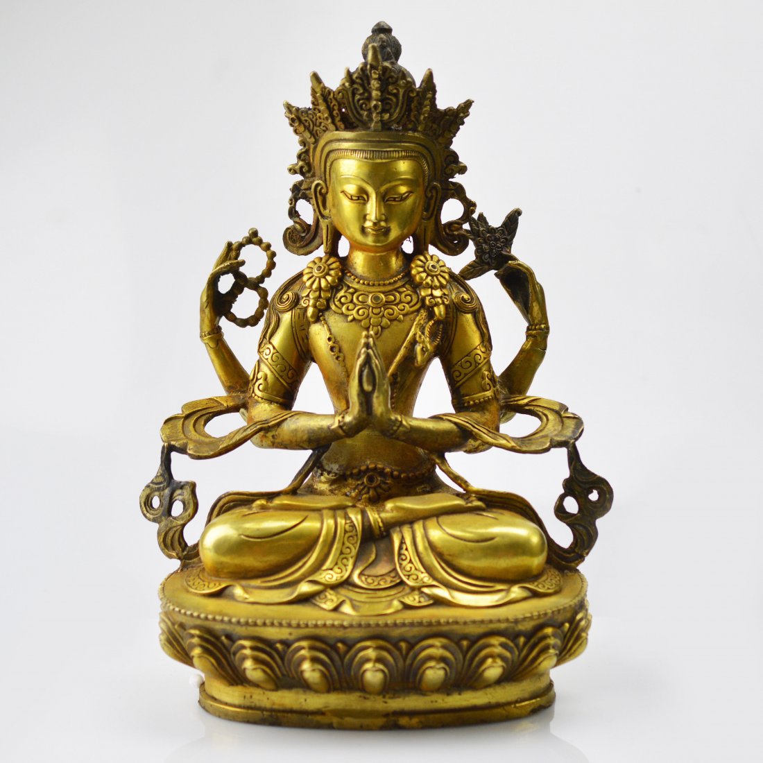 Gilt Copper Guanyin Statue (1 of 8)
