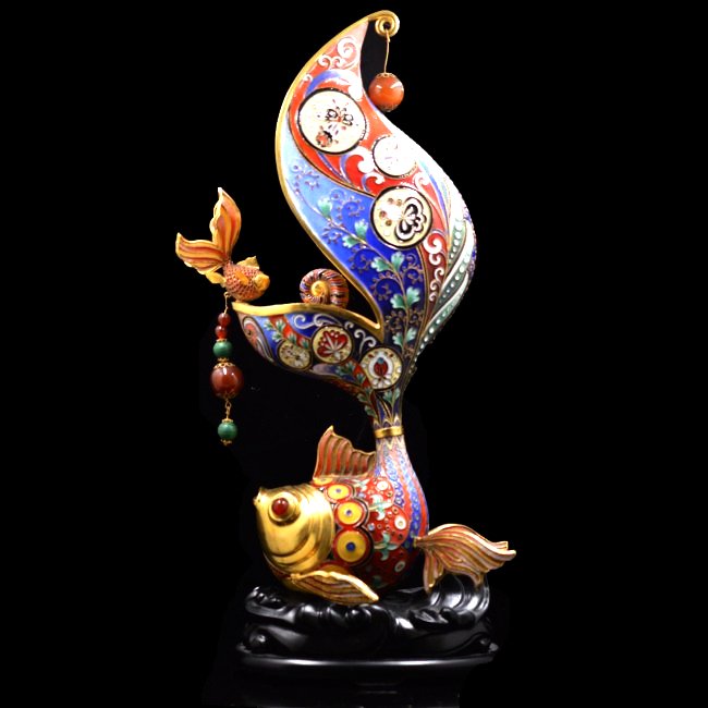 Li Pei Qing - Chinese Cloisonne Enamel Copper Golden (1 of 8)