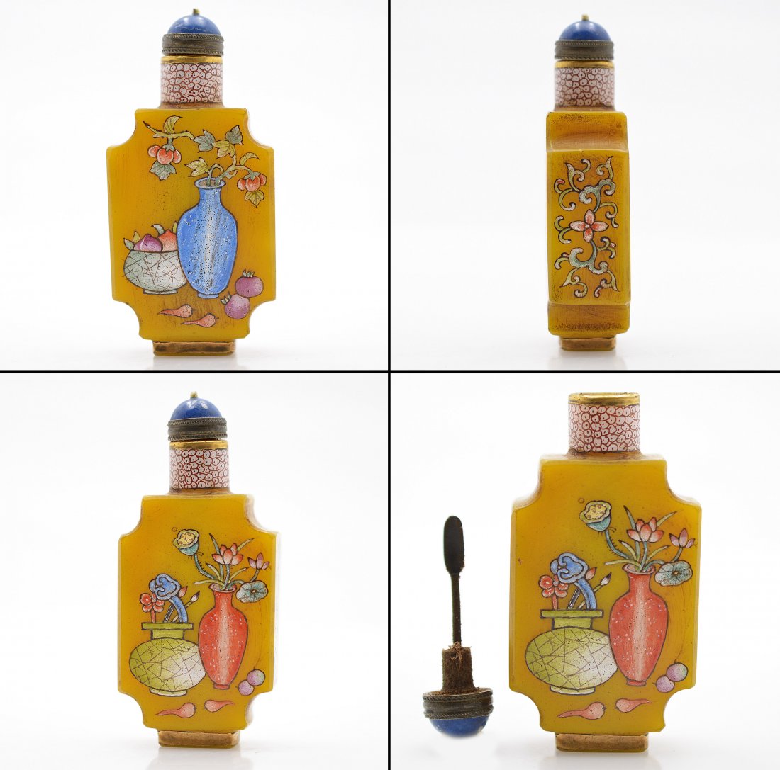 Vintage Marked Yellow Liuli Snuff Bottle (1 of 7)