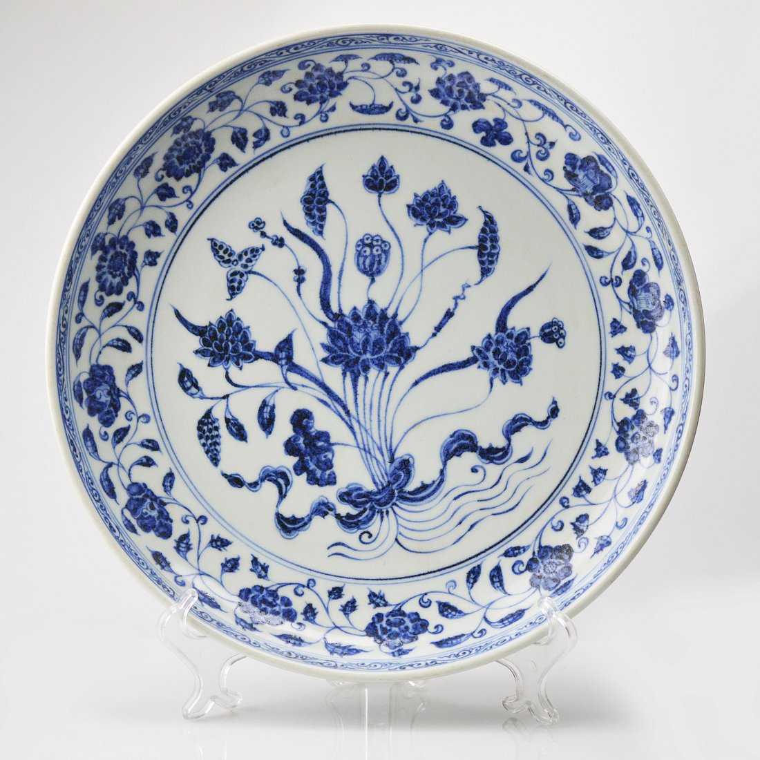 Blue & White Porcelain Lotus Plate (1 of 6)