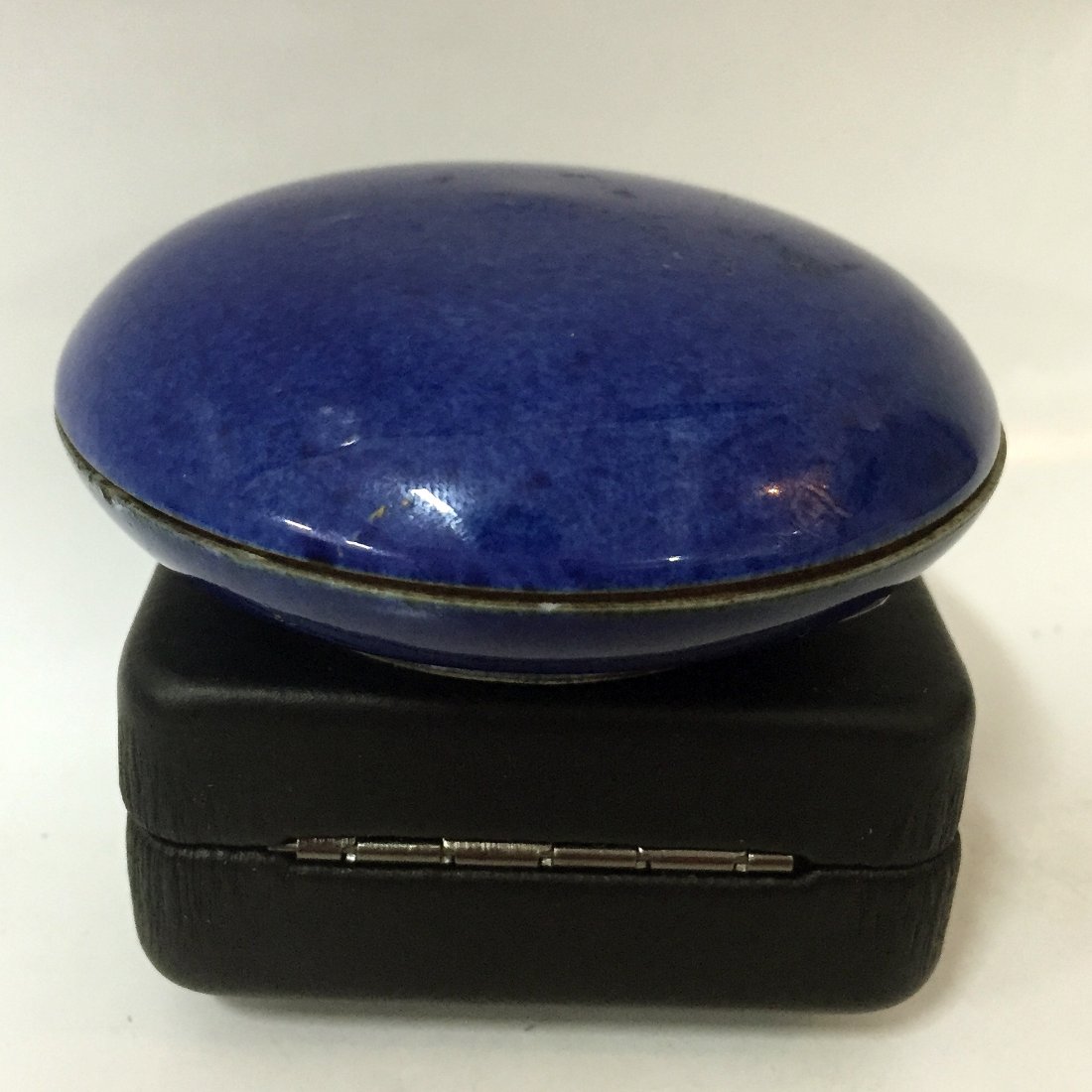 Marked Blue Glazed Porcelain Lidded Container (1 of 5)