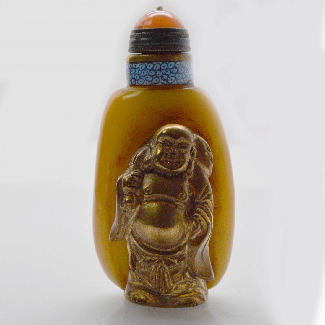 Marked Yellow Liuli Happy Buddha Snuff Bottle (1 of 7)