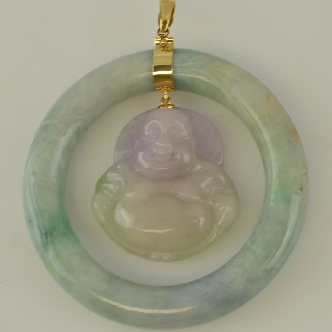 Lavender Jadeite Carved Happy Buddha Pendant (1 of 3)