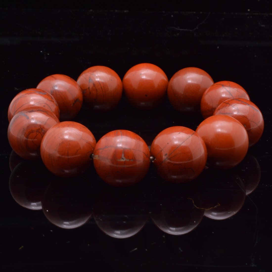 Flame Red Nanhong Agate Bead Bracelet (1 of 3)